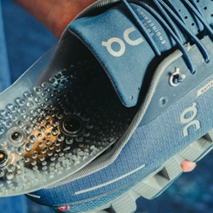 PureInsole placed into blue sneaker